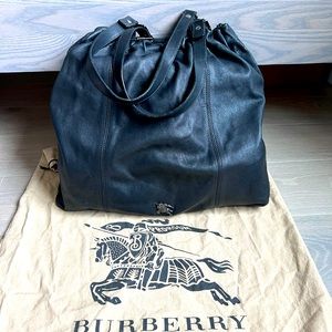 BURBERRY Black Lambskin Elmgate Tote Bag Carryall